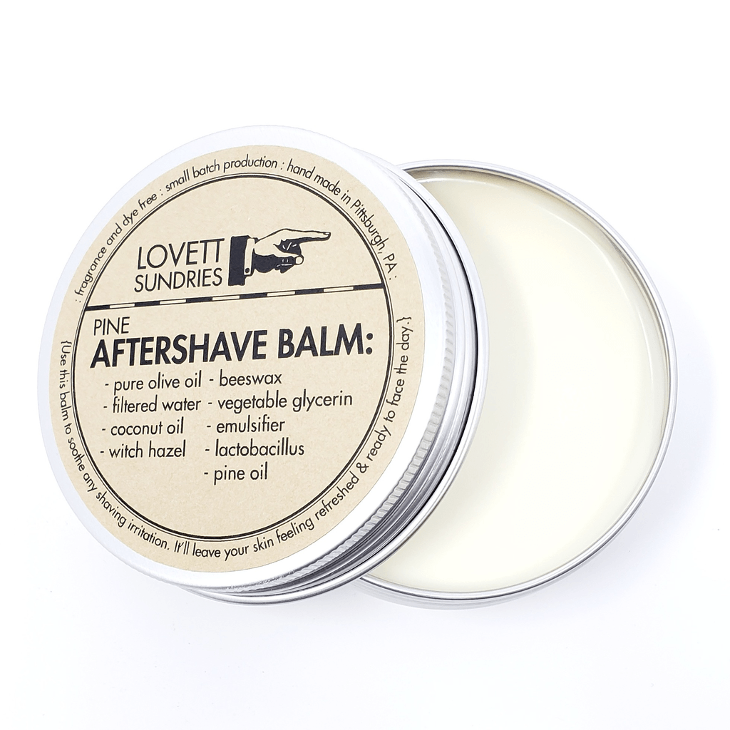 All natural aftershave balm  in open tin container -Lovett 48g
