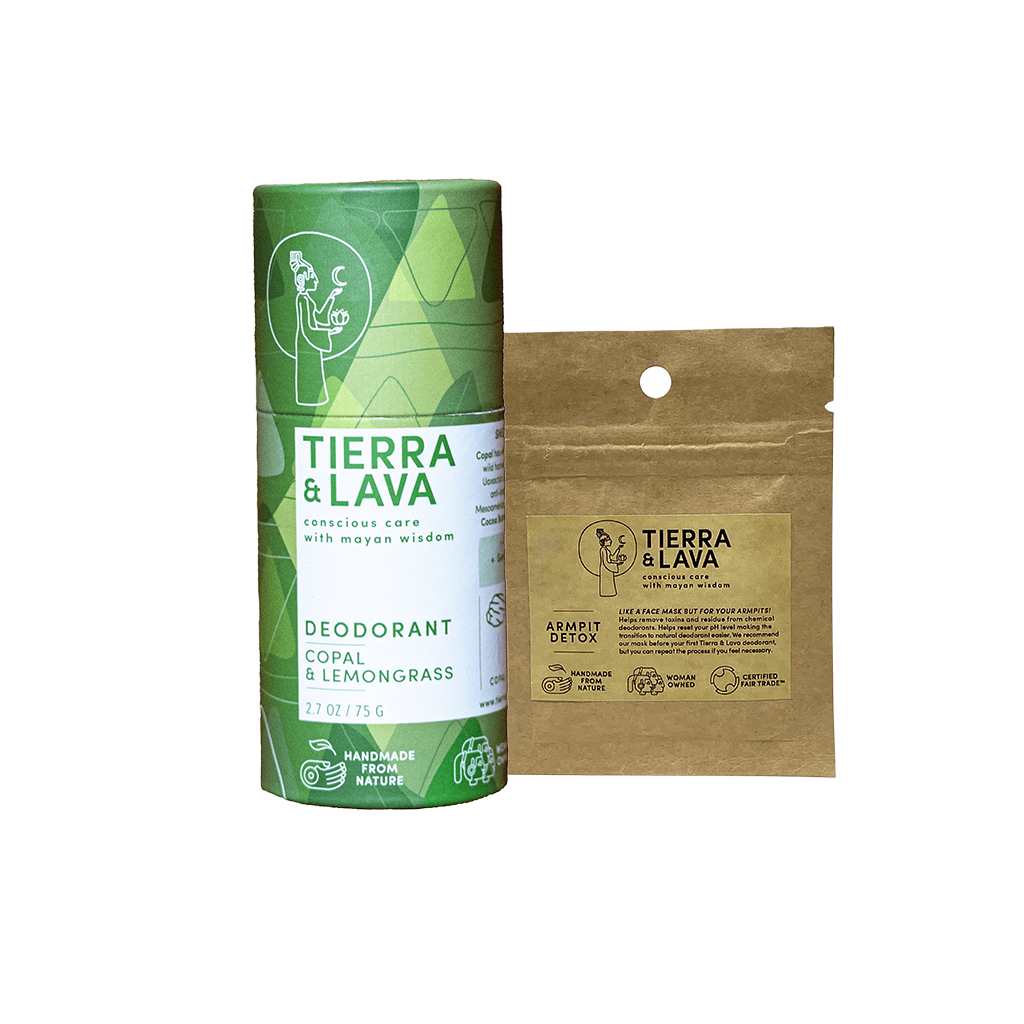 Copal Lemongrass Natural Deodorant in plastic free packaging with Armpit Detox
