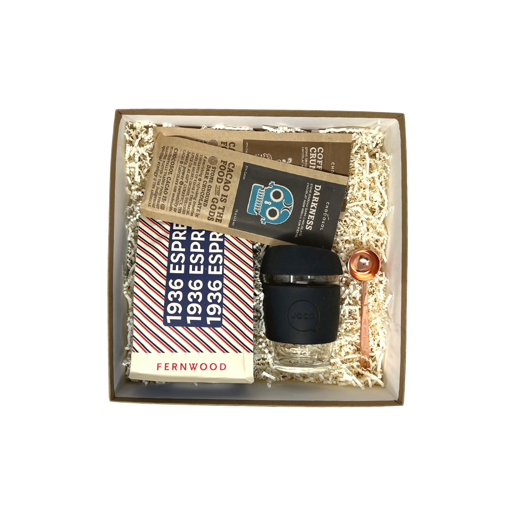 Coffee and chocolate gift box filled with premium canadian coffe and chocolate