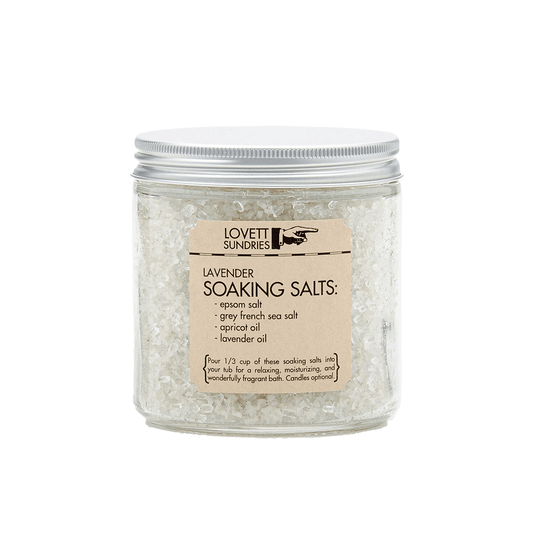 Lovett Sundries Natural Lavender soaking bath salt in plastic free packaging front