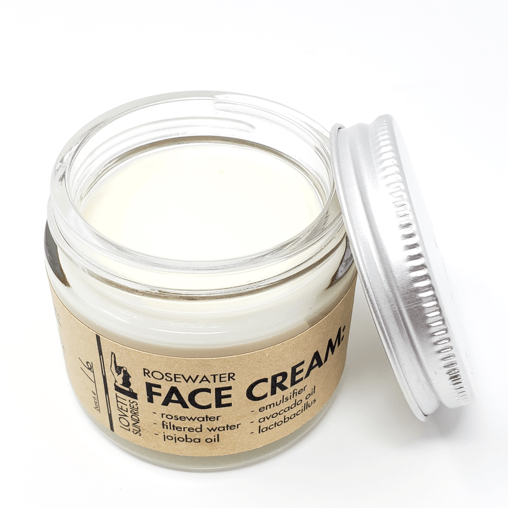 Rosewater Face Cream in Glass Jar by Lovett Sundries