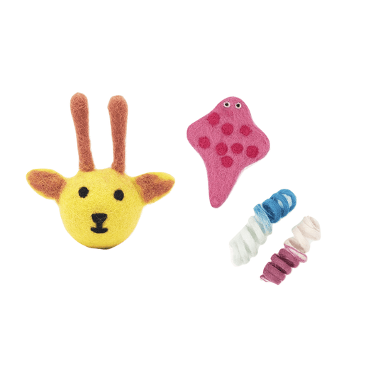 Natural wool eco pet toy 4 pack