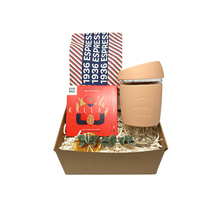 Coffee Boost Working MOms with premium coffee dark chocolate and joco cup in plastic free packaging