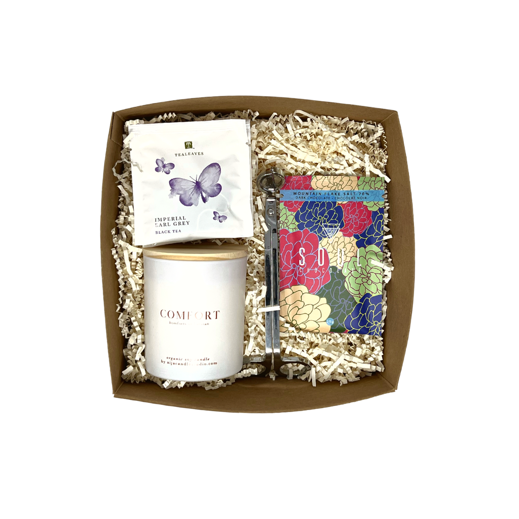 Relaxation care package with local canadian products