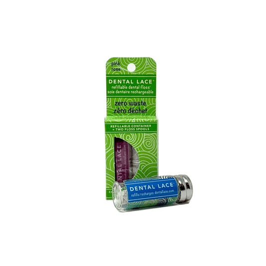 vegan natural dental floss mint with one pack showing out of box