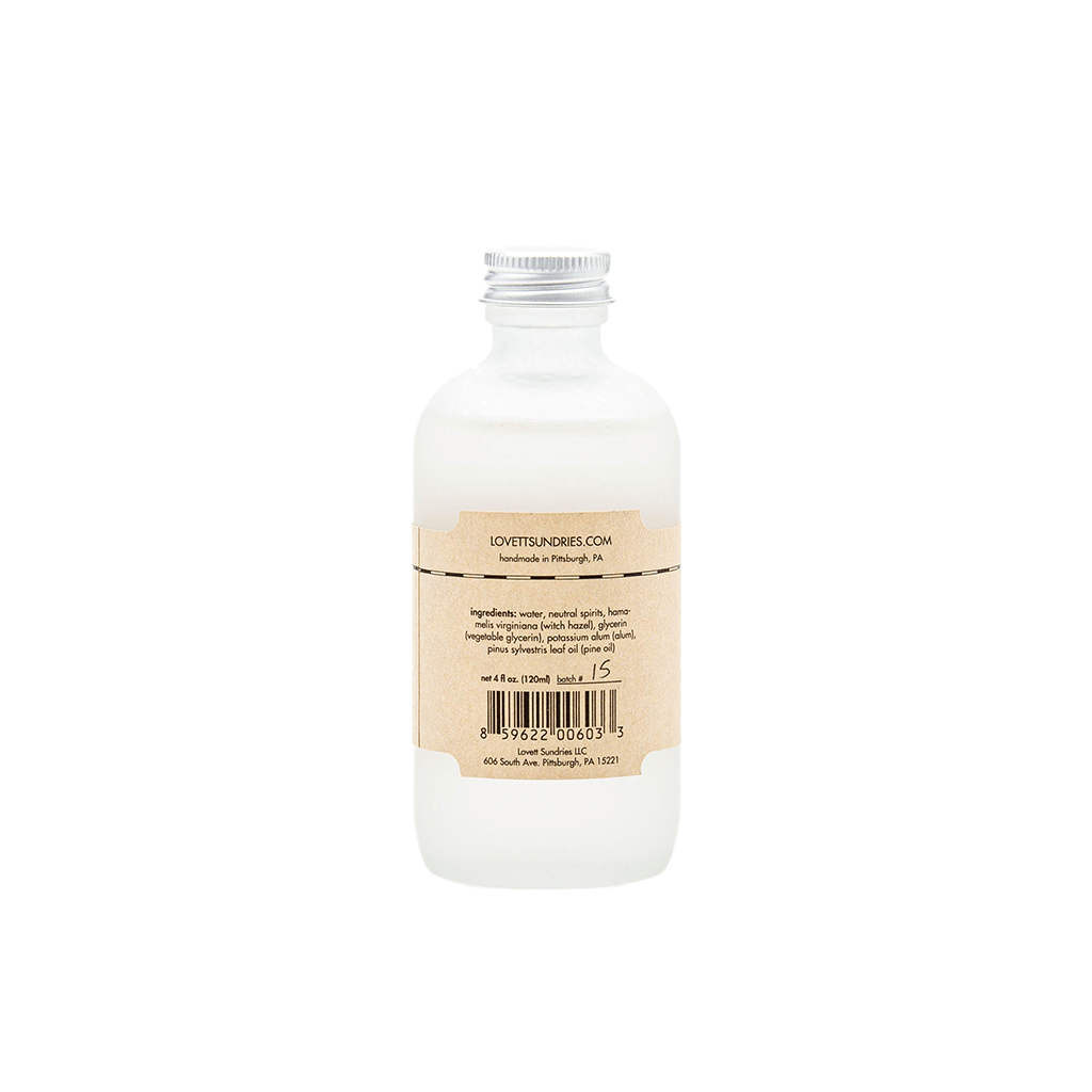 Alcohol free aftershave tonic in plastic free bottle back