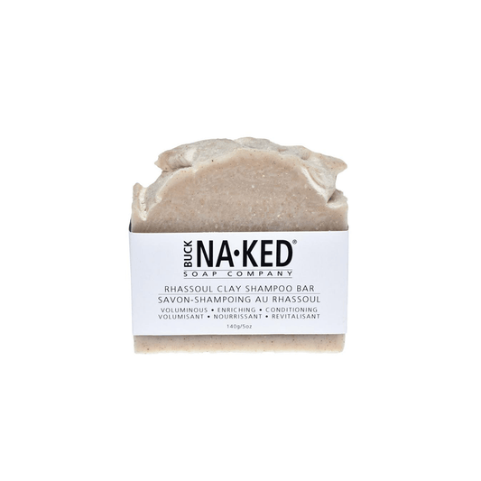 Buck Naked Rhassoul Clay SHampoo Bar in Plastic Free Packaging