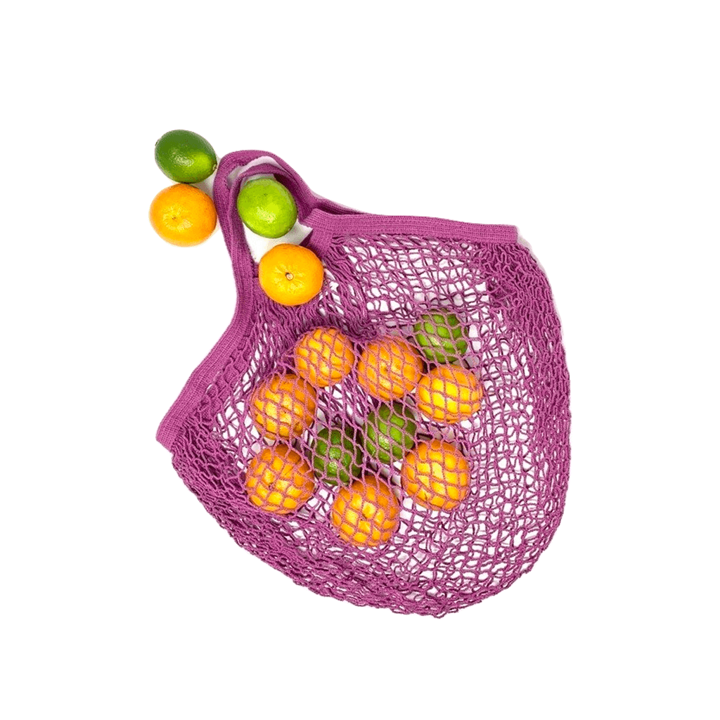 COTTON TOTE STRING BAG filled Rasberry color