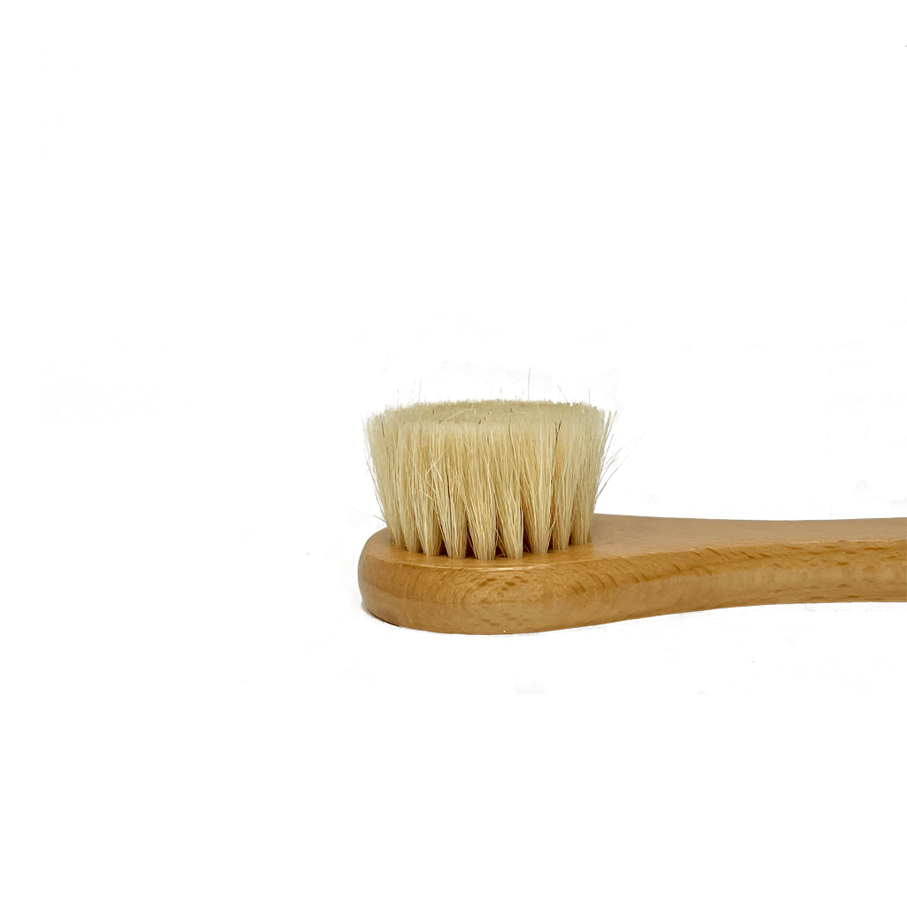 All natural dry exfoliating face brush with goat bristles