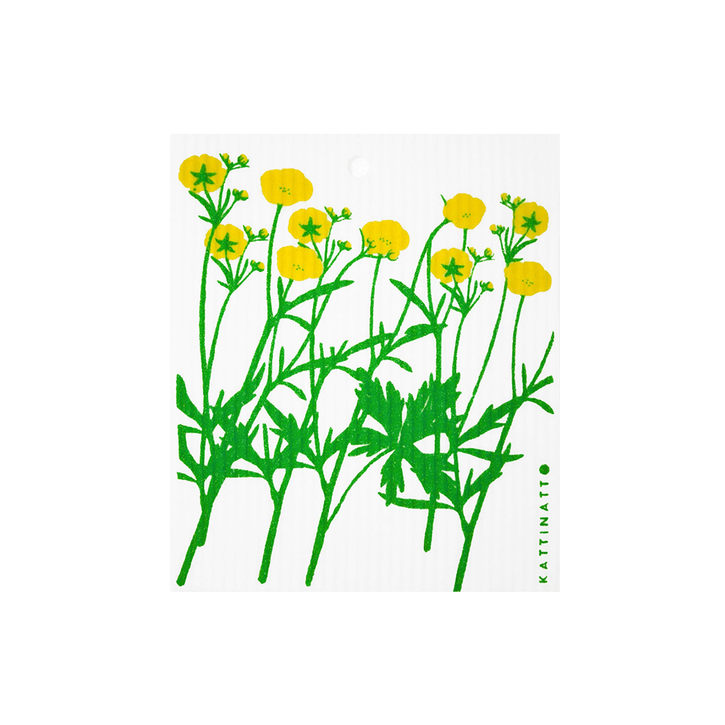 compostable swedish dishcloth-kattinatt- yellow flowers