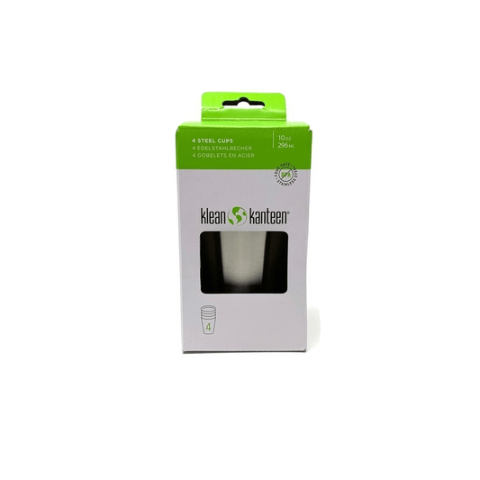 Klean Kanteen Stainless Steel Reusable Cup 10oz 4 pack in plastic free packaging
