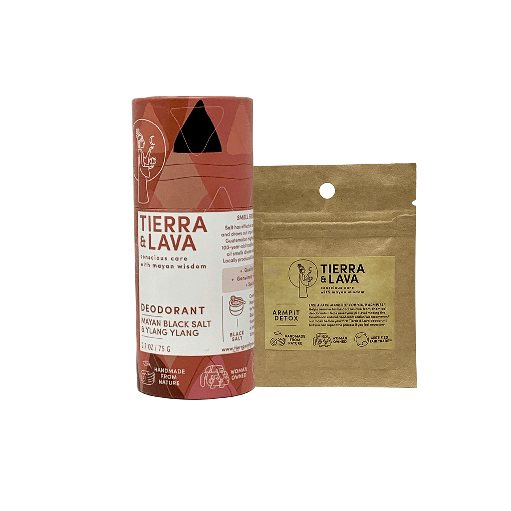 Mayan Black Salt Ylang Ylang Natural Deodorant Plastic Free front with Armpit detox