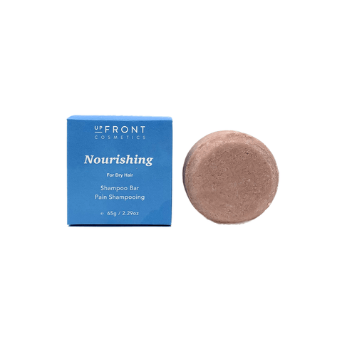 Upfront Cosmetics Nourishing Shampoo Bar in plastic free packaging