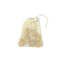 Organic cotton drawstring produce bag small neutral full