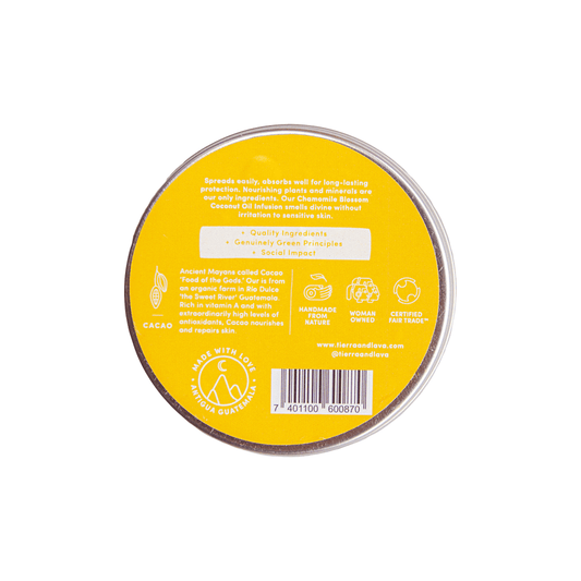 Tierra and Lava Plastic free All Natural Baby Bum Balm back
