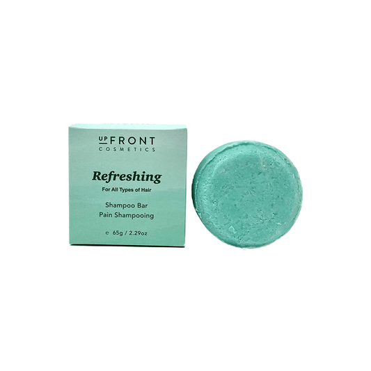 Upfront Cosmetics Refreshing Shampoo Bar for Normal hair in plastic free packaging