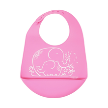 Silicone Bucket Bib Elephant hugs  in a girly pink