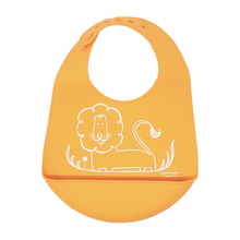 Silicone Bucket Bib Daddy Lion in a unisex orange 