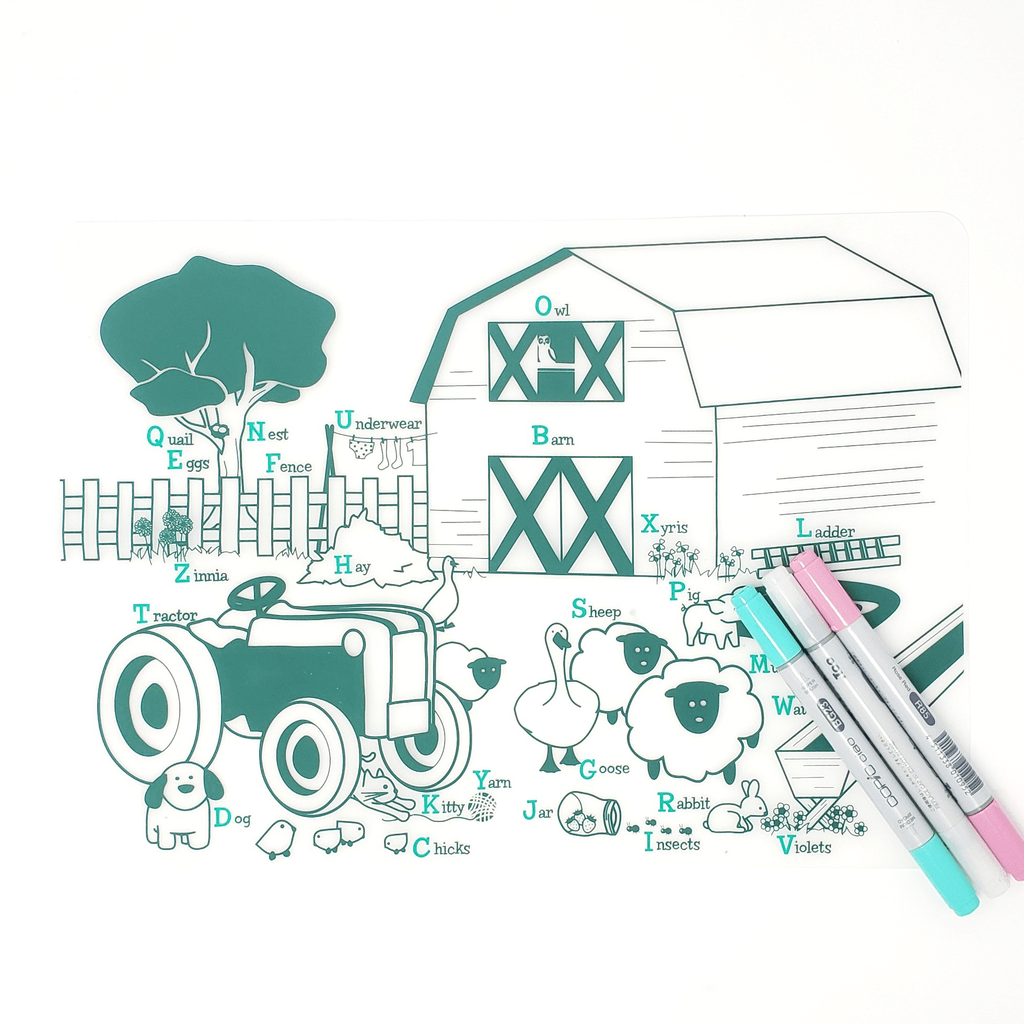 Reusable Silicone Placemat  plastic free FARM ANIMALS