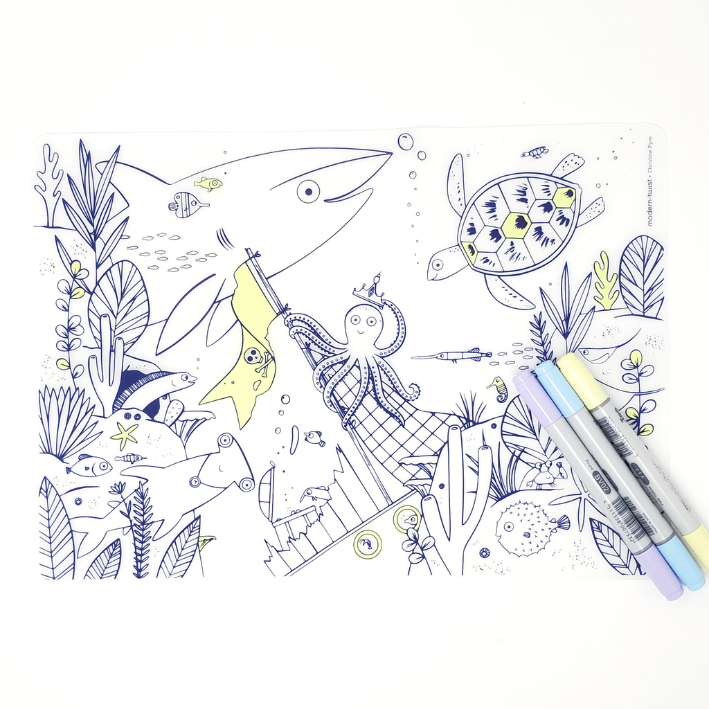 Reusable Silicone Placemat  plastic free UNDER THE SEA