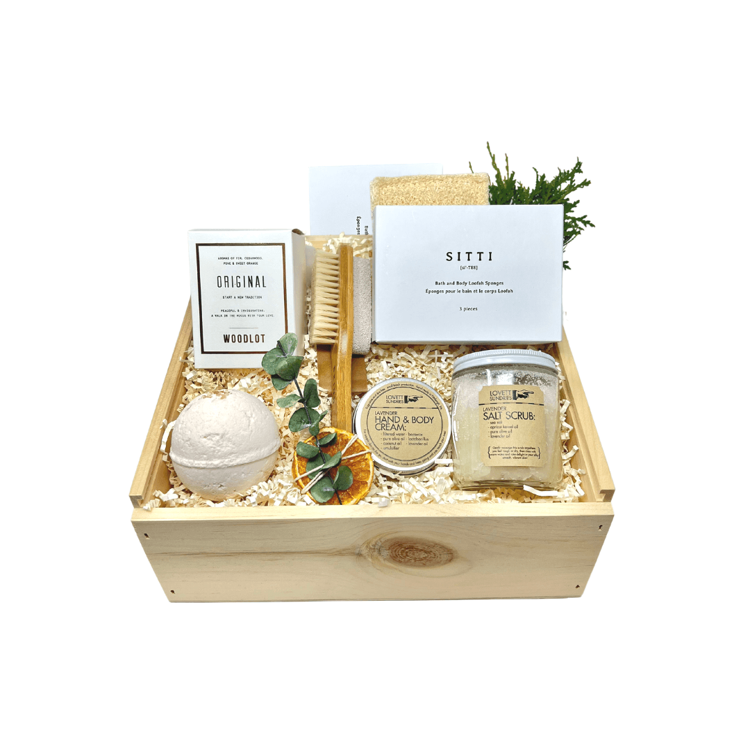 Spa Day At Home Gift Basket with Bath Bomb Vegan Candle and Bath and Body Cream 