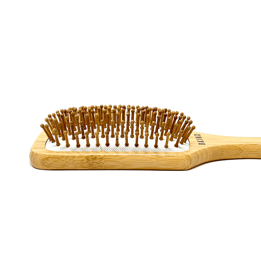 Vegan wooden hairbrush side view
