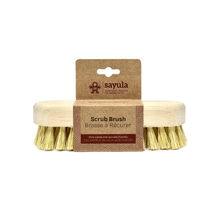 Wooden scrub brush with natural bristles
