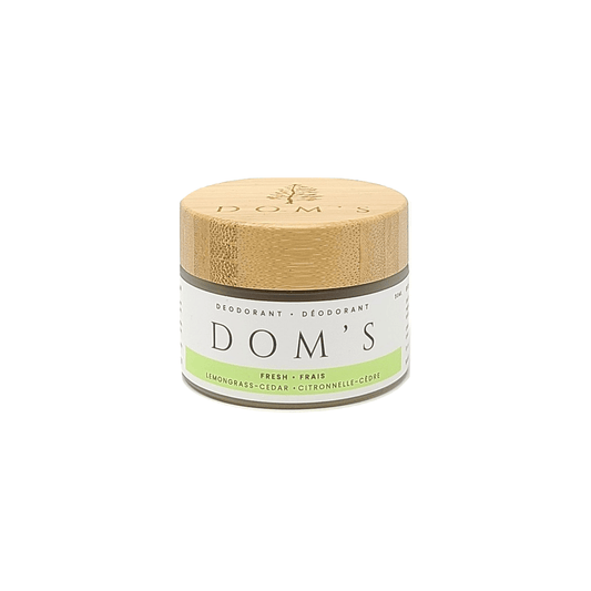 Doms natural deodorant in a plastic free packaging